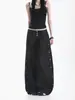 Pantalones Vaqueros Jeans para Hombre y Mujer Americanos Desestructurados con Ojales, Hoja Curva, Caída Casual, Pierna Ancha Holgada, Largo hasta el Suelo, Modernos