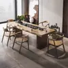 Conjunto de mesa de chá e cadeiras feito de madeira maciça, bandeja de chá moderna com estação de preparo de chá integrada, mesa de chá kung fu simples para a sala de estar, tudo em madeira maciça