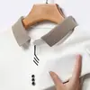 Camiseta de Manga Larga con Cuello de Tijera para Hombre, Comercio Exterior Transfronterizo, Otoño, Holgada, Casual, Versátil, Camisa Base Superior con Patrón Geométrico