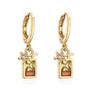 Aogu Diseño Nicho Baño de Cobre Oro de 18K con Circonitas Incrustadas Aretes Geométricos para Mujer, Aretes de Lujo Accesible, Suministro Transfronterizo