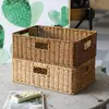 Cestas de Almacenamiento Tejidas al por Mayor para Uso Doméstico, Cestas Organizadoras para Gabinetes y Mesas de Centro, Cajas de Almacenamiento para Ropa y Snacks, Cestas de Mimbre Sintético, Estilo Europeo