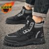 Botas de trabajo de caña alta con suela gruesa para aumentar la altura, nuevas de invierno para hombre, botas tipo Martin forradas de polar, zapatos de moda de camuflaje de caña media para hombre
