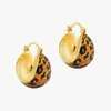 Brincos de argola com estampa de leopardo vintage para outono e inverno, design de nicho, acessórios de orelha simples, novo modelo 2026, toque de alta qualidade para mulheres