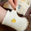 Meias Peludas Grossas de Inverno para Mulheres, Meias Fofas de Cachorrinho Cartoon Meia-Perna, Meias Quentes com Forro de Lã para Casa, Meias de Dormir