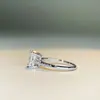 Anillo Mosan clásico de cuatro garras para mujer, bolso cuadrado tipo princesa, Hao incrustado Moissanita color D 2 quilates 7 X7 outlet de fábrica