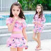 Nuevo Traje de Baño de Niña Elefante Tallas Grande Pequeña y Mediana para Niños Traje de Baño Coreano para Niños Traje de Baño de una Pieza para Niñas Estilo Falda para Aguas Termales