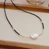 Colar de Pérolas Naturais Barrocas Alta Qualidade Luxo Leve Pequeno Novo Estilo Chinês Corrente de Clavícula Espinélio Preto Corrente de Colar de Ágata