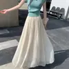 Ropa de Mujer 2026 Verano Falda Larga Plisada Fluida de Cintura Alta, Efecto de Caída Adelgazante, Falda Larga Acampanada de Corte A
