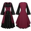 Vestido longo de renda com gola quadrada e manga bufante para mulheres europeias e americanas, vestido vitoriano
