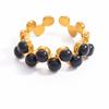 Anillo de ágata negra de oro de 18 quilates de acero inoxidable europeo y americano, anillo de piedra natural de alta calidad, joyería de mano de acero de titanio, anillos transfronterizos