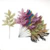 Decoraciones: Hojas de Pino Ciprés con Polvo Dorado, Ramas de Flores Artificiales, Fuente 27cm, Accesorios para Árbol de Navidad Festivo, Cedro Simulado