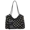 2026 Nuevo Bolso de Hombro Retro de Lunares para Mujer Estilo Coreano Bolso Tote de Cuero Suave Gran Capacidad Versátil para Viajes de Negocios Hombro Único de Mano