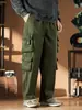 Exército Verde Calças Retas Tooling Outono Masculino Novo High Street Moda Marca Multi-Bolso Solto All-Match Calças Casuais
