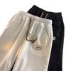 Pantalones de lana de cordero con cordón ajustable en los tobillos para otoño e invierno, pantalones deportivos casuales de marca de moda para hombre, estilo Hong Kong, elegantes pantalones deportivos holgados de forro polar combinables Ruan