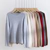 Versão coreana de suéter de malha torcida macio e glutinoso, amigo da pele, 100% lã, gola redonda, suéter pullover básico liso para outono feminino