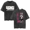 Playera Vintage Lavada Street Hip-Hop Anime Demon Slayer Ghost Blade Casual Algodón Verano Manga Corta