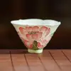 Taza de Té de Cerámica del Fabricante con Textura de Mármol Blanco, Diseño de Loto y Forma Cónica para Degustación de Té, Juego de Té Kung Fu, Taza de Té Pequeña