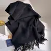 Cachecol Australiano 100% Lã com Clipe Cor Pura para Mulheres Inverno 2024 Novo Estilo Unissex High-End Versátil Presente