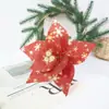 Decoración Navideña 23CM Tela Dorada Brillante Flor de Navidad Patrón de Copo de Nieve Decoración de Boda Árbol de Navidad Flor Artificial