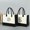 Venta al por mayor de fábrica Amazon bolsa tote personalizada bolsa de lona moda letra inglesa bolsa de compras portátil personalizada tamaño grande
