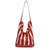 Bolsa Balde Axilar Listrada Contrastante Estilo Coreano para Mulheres 2025 Verão Nova Moda Tendência Nicho High-End Bolsa de Ombro
