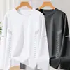Nueva camiseta de manga larga para hombre 2026, top elástico de primavera y otoño, capa base holgada de peso pesado, camisa de manga corta para hombre