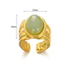 Anillo retro europeo y americano de acero inoxidable chapado en oro de 18k incrustado con piedra natural joyería joyería al por mayor