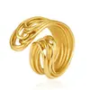 Anel Cruz de Aço Inoxidável para Mulheres com Design Aberto, Anel Versátil Criativo, Atacado de Joias 18K, Design de Nicho Colmeia