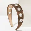 Diadema Heming Transfronteriza Nuevo Retro Color Sólido Personalizada Simple Ojillo Metálico Textura Diadema de Ala Ancha Accesorio para el Cabello de Nicho