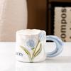 Presente de mão Tulipa Copo Criativo Caneca de Cerâmica Alta Cor Valor Casal Café Copo de Água para Presente de Dia dos Professores
