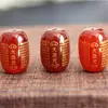 Contas cilíndricas de ágata vermelha natural banhadas a ouro Sutra do Coração da Perfeição da Sabedoria Maldição da Grande Compaixão Contas DIY Pretas e Amarelas com atacado de contas