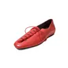 Zapatos Retro de Piel Genuina con Cordones y Punta Cuadrada, Aumento Oculto de Altura, Estilo Hepburn Francés, Suela Suave, Zapatos Casuales de Estilo Artístico