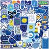 59 pegatinas de grafiti con sonrisa azul, decorativas para guitarra, equipaje, bricolaje, creativas, impermeables, modelos transfronterizos, venta al por mayor