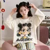 Pijama para Niñas de Algodón Puro Primavera y Otoño Manga Larga Estilo Delgado Niñas Niños Grandes Adolescente Estudiante de Secundaria Estilo Otoño Ropa de Casa