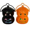 Lámpara de muñeca de calabaza de Halloween, linterna de juguete para niños, calabaza portátil de doble capa, lámpara de cara sonriente naranja y negra
