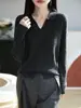 Suéter de punto tipo polo estilo francés para mujer, nuevo modelo 2026, suéter cálido de punto trenzado rejuvenecedor