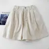 Shorts de Veludo Cotelê Feminino 2023 Outono e Inverno Novo Cintura Alta Emagrecedor Calça Flare Pequena Casual de Perna Larga