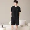 Artículo Popular en Tienda: Pijama de Algodón Puro de Manga Corta para Hombre, Estilo Verano, Cómodo y Transpirable, Conjunto Delgado de Algodón, Se Puede Usar Afuera como Ropa de Casa