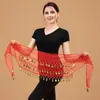 Cadena de Cintura para Danza del Vientre con 66 Monedas para Principiantes, Pañuelo de Cadera para Práctica de Danza India, Cinturón de Chifón de Tres Capas con Monedas de Oro, Pañuelo de Cintura para Disfraz de Performance