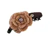 Elegante Clip de Banana para Coleta Alta de Mujer Color Café con Perlas Tejidas Flor de Rosa Gama Alta 2025 Elegante Cabeza Redonda Mostrando Volumen del Cabello