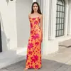Vestido de Verano Nuevo para Vacaciones en la Playa de Aliexpress Europeo y Americano, Vestido Bodycon de Tirantes Ajustado a la Cintura Estilo Europeo y Americano