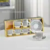 Nuevo Juego de Tazas de Café de Cerámica Estilo Europeo, Tazas de Café Estampadas en Oro Transfronterizas, 6 Tazas y 6 Platillos de Oriente Medio, Tazas Prácticas para el Té de la Tarde