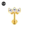 Liga de Titânio F136 3 Peças Zircônia Marquise Coroa Stud para Lábio Stud para Orelha Stud para Cartilagem da Orelha Joias para Piercing Atacado