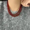 Collar de cuentas hecho a mano de plata de ley S925, ágata roja de Año Nuevo, nicho femenino versátil, elegante, moda de alta gama