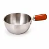 Tazón de acero inoxidable para fideos instantáneos para una persona, olla pequeña con asa desmontable, olla casera para fideos instantáneos, tazón para ensaladas, tazón para batir huevos, madera de nogal