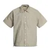 Camisa Xadrez Bege Estilo Retrô Americano 11Kn para Homens e Mulheres, Manga Curta Casual Solta Oversize com Cinto de Verão