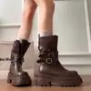 Cinto Fivela Super Legal Botas Martin Femininas 2026 Outono/Inverno Novo Estilo Sola Grossa Aumenta Altura Botas da Moda Cano Curto Botas Cavaleiro