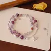 Pulsera de Amatista Dulce Natural Estilo Nuevo Doble Círculo Zirconita Inteligente Pulsera de Alto Nivel Estilo Nicho Ins para Mujer