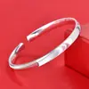 Nuevo Pulsera de Plata de Ley Ojo de Gato de Verano para Mujer Tobillera Plata 9999 Abierta CNC Cepillada Luz Destellante Pulsera de Plata de Lujo