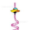 Montañismo al Aire Libre Pajita Espiral PVC Dibujos Animados Reutilizable Pajita de Plástico Grado Alimenticio Venta al Por Mayor de Fábrica